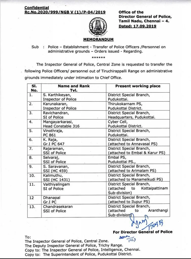  In pudukottai Why did the Special Task Force transfered